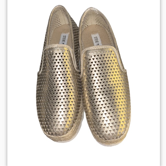 Steven Madden Gold Slip on Espadrilles - Picture 3 of 7
